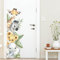 Jungle Animal Wall Stickers Wall Decals Cartoon Animal Giraffe Elephant Zebra Lion Safari Green Leaves Wall Decals for Kids Baby Nursery Bedroom Kindergarten Playroom