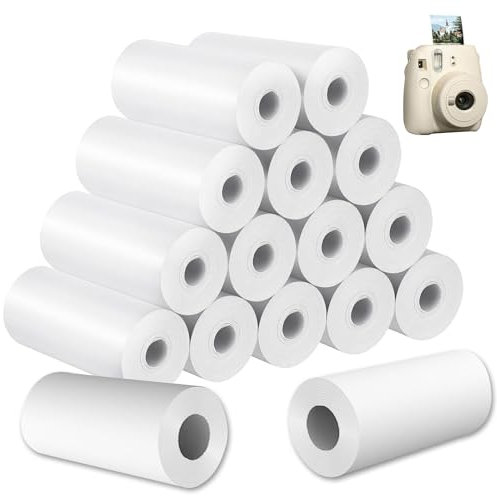 Luckwaii Thermopapier Kinderkamera Thermorollen Sofortbildkamera Thermopapier für Kinder Sofortbildkameras 16 Rollen Thermodrucker Papier Mini Drucker Papier Null Tinten Druckpapier 55mm x 28mm x 7m