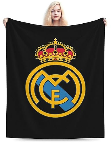 IQOPPEDR Real-Madrid Decke, weiche, gemütliche Fleece-Überwurfdecke, Plüsch, leicht, warm, flauschig, Flanelldecken und Überwürfe für Couch, Sofa, Bett, 203 x 152 cm