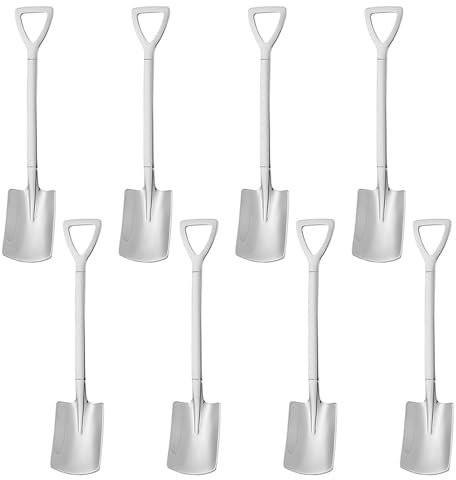 8PCS Level Spoon Set Stainless Steel Shovel Shape Silver Mini Dessert Spoons Shovel-Shaped Mixing for Party Home Kitchen
