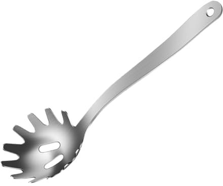DINHEAROM Nudellöffel Aus Edelstahl Zum Servieren Von Pasta Und Ramen Mit Zähnen Für Einfaches Aufnehmen Von Spaghetti Und Co Pastalöffel Für Heimgebrauch