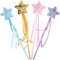 Lot de 4 Baguettes Magiques Princesse Étoile, Baguette de Fée Baguette Magique de Princesse de Noël Baguette Étoile Pailletée Fournitures de Fête de Fée Costume Accessoires Bâtons