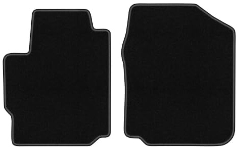 Velours-Fußmatten vorne passend für Daihatsu Materia 2007-2011, Schwarz | passend für Minivan; dünner Velours-Teppich (Polypropylen), ca. 4 mm; rutschfest, Universal-Befestigungen