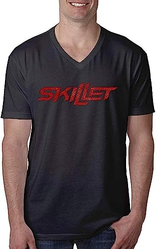 DUOD91HAO Skillet Band Men's Short Sleeve V Neck T Shirt High Grade Cotton Short Sleeve V Neck(Small)