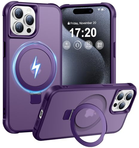 BENTIACC Hülle für iPhone 15 Pro Max mit Magnet Ständer, Violett | 120° Öffnungsbereich, Mil-Grade Drop Shockproof, Kratzfeste Fingerabdruck Rutschfest Handyhülle, Die Hände frei habe