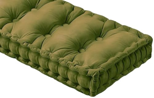 ZZDZW Bankauflage Samt Bankkissen 80/60/90/120//140/160 Drinnen Outdoor Sitzkissen-Stuhlkissen-rutschfeste-GartenBankauflage- 10 cm Dicke Matte Für Schaukel Terrasse(Grün,80x45x10cm)