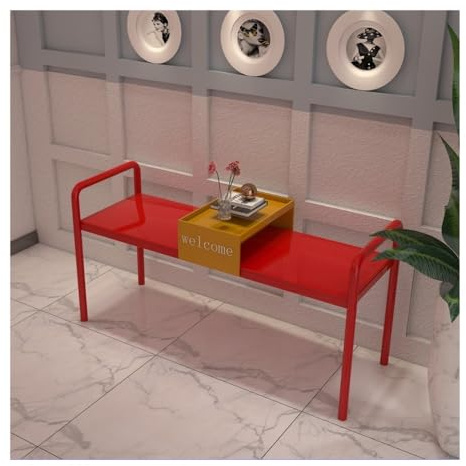 Jian1004 Garden Benches Outdoor Park Gym Rest Bench, Wrought Iron Chair for Mall Café Seating(Red)