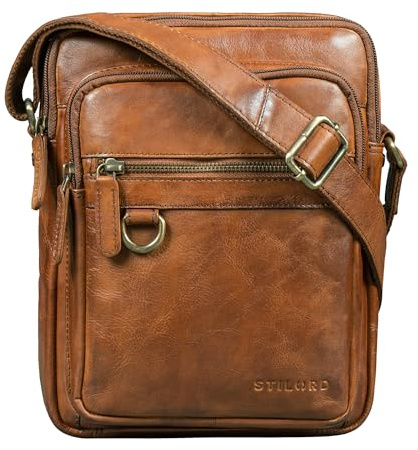 STILORD Orion Crossbody Tasche Herren Leder Kleine Umhängetasche Echtleder Vintage Herrentasche Messenger Bag 10,9 Zoll iPad Tasche Farbe:schwarz