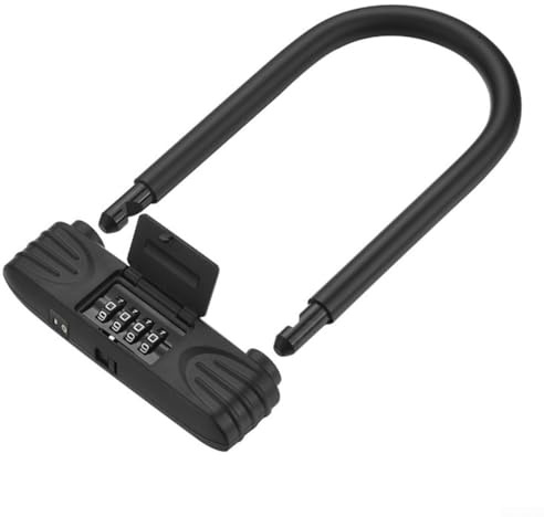 Cadenas à combinaison robuste en forme de U étanche en alliage de zinc PC acier pour moto, scooter électrique, utilisation en extérieur, noir
