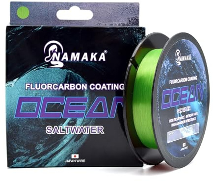 Namaka Ocean - Filo da Pesca Florocoated Monofilo Alta Resistenza, Basso Allungamento, Anti Abrasione, Invisibile in Acqua - 300 o 600mt - Saltwater, Surfcasting, Spinning, Barca, Egi - VARI COLORI