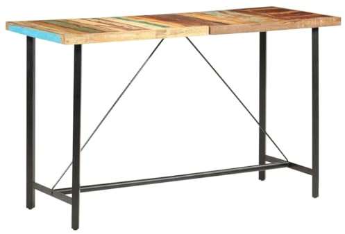 YUOTYRKTEJRSG Industrie Bartisch 180x70 cm aus recyceltem Massivholz, Küchentisch Stehtisch mit Stahlgestell, Höhe 107 cm für Wohnzimmer Bar oder Essbereich