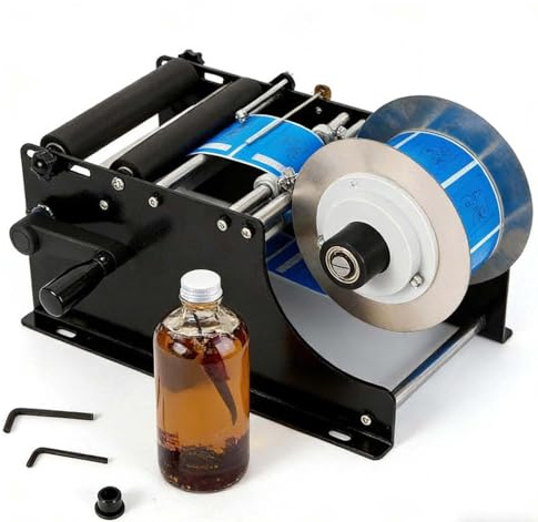 CUTANGELAR Etichettatrice Manuale Per Bottiglie, Sis-tema Di Applicazione Senza Bolle, Semplice Design A Manovella. Garantisce Etichette Lisce E Senza Pieghe, Ideale Per I Produttori Artigianali.
