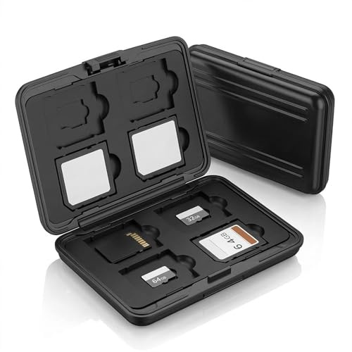 8 Slots Speicherkarten Aufbewahrung,Sd Karten Aufbewahrung,Sd Card Case,Sd Karten Case,Speicherkarten Tasche Wasserdicht Schutzhülle Für 8 Sd Und 8 Tf Karten,Tragbarer,Wasserdicht Stoßfester(Schwarz)
