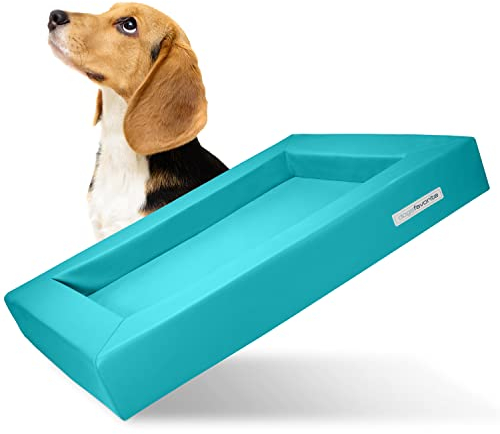 dogsfavorite Hunde-Bett - waschbares Hundekörbchen - hochwertiges Hundesofa - gelenkschonendes Hundekissen - robuste Hundematte - Hundekorb - Gr. XL 130 x 100cm - türkis