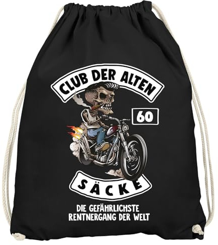 MoonWorks Turnbeutel Sack Jutebeutel Geschenk-Tüte Club der alten Säcke für Ältere Geburtstag Männer Schwarz unisize
