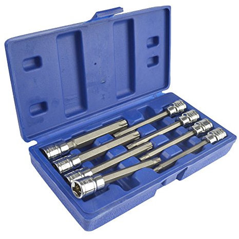 US Pro 1373 8pc 3/8''dr Star Bit Socket, Long Torx Tamper, Security Set T25-T60, Blue