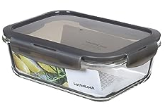 LocknLock OVEN GLASS Frischhaltedosen Glas mit Deckel | 1,0 L | 200 x 152 x 74 mm | Kühlschrank, Gefriertruhe & Spülmaschine | Borosilikat-Glas bis 400°C ofenfest | Mikrowellengeschirr mit Deckel