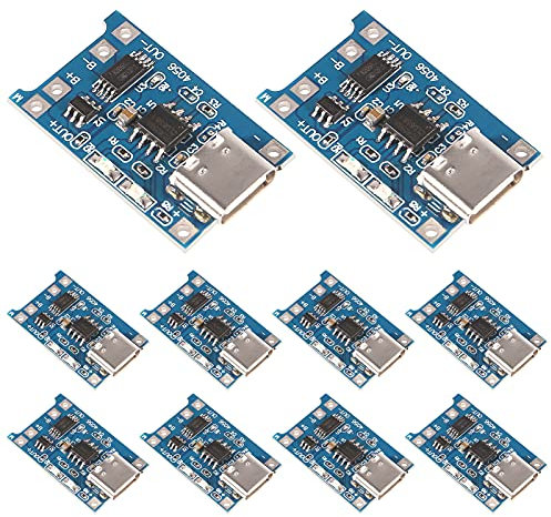 10pcs TP4056 Type-c USB 5V 1A 18650 Lithium Battery Charger Module Charging Board with Dual Protection Functions