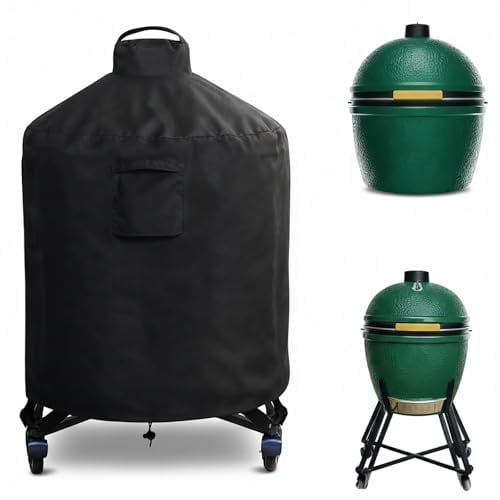WOMACO Abdeckung für großes, großes, grünes Ei, wasserdichte Keramik-Grillabdeckung, strapazierfähig, für den Außenbereich, klein, mittel, XL, rauchgrün, belüftet, Schutzabdeckungen (X-Large, Schwarz)