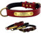 Yonsbox Personalized Leather Dog Collar with Soft Padded Name Plate Engraved Custom Adjustable Heavy Duty Thick Red Dog Collars for Male Female Boy Girl Puppy Small Medium Large Dogs