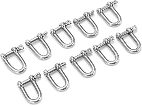 10pcs M4 D‑Shape Shackle Screw Pin Anchor Shackle Heavy Duty Anchor Shackle D Ring Shackle Lock Hook for Camping Load-Bearing