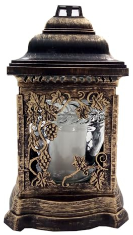 Grablaterne mit Öllicht 26cm Gold Grabschmuck Grabkerze Grablicht Friedhof Kerze