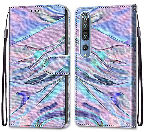 Mo-Somnus Kompatibel mit Xiaomi Mi 10 / Mi 10 Pro Hülle, Leder Handyhülle mit Kartenfach Geld Slot Ständer PU Ledertasche Wallet Flip Brieftasche Magnetische Schutzhülle Case Etui(Fluoreszierend)