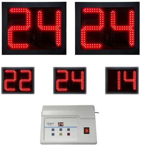 YZ 2 Stück benutzerdefinierte Zeit 14/24 Sekunden Schuss Uhr Basketballplatz, Tragbare Schussuhr Timer für Basketballtor, Konsolensteuerung, Schussuhr, Basketballhörner mit Summer (24s)