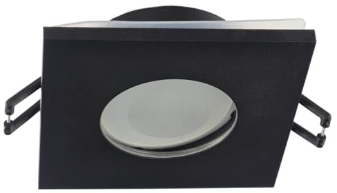 EDO Einbaustrahler Quadratische OPIL SQ Deckenstrahler Badleuchte Einbauleuchten Hermetisch IP44 Deckenleuchte Einbauspots Deckenlampe GU10 Fassung Schwarz Deckenspots für Badezimmer Küche Wohnzimmer