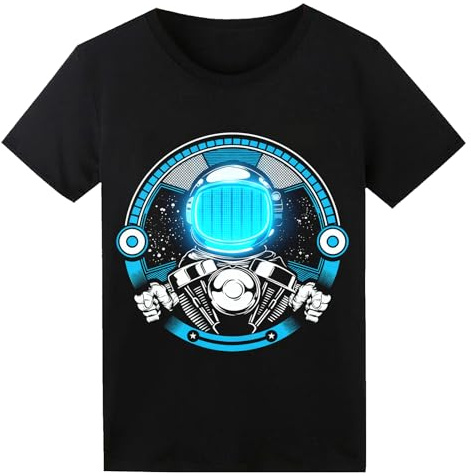 Sound Activated LED T-Shirt, Glow in The Dark Light Up Shirt for Men, Neon Shirt for Rave, Glow Party, Concert, Halloween, Astronaut, Large