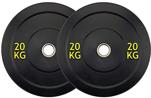 Weight Plates Set Bumper Plates Disc Weight Lifting Olympic Barbell Plates Commercial Grade Virgin Rubber 2” inch insert (2 x 20KG)