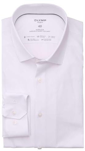OLYMP No. Six 24/Seven super Slim Hemd Langarm Haifischkragen Twill weiß