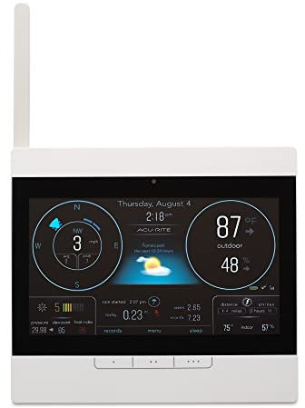 AcuRite Atlas Home Weather Station High-Definition Display for Temperature, Humidity, Wind Speed, Wind Direction, Hyperlocal Forecast, and Programmable Alerts with Built-in Barometer - White (06104M)