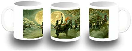 MERCHANDMANIA TAZA FOTOLUMINISCENTE paisaje wano, samurai, Roronoa Zoro, espadachín, Ronin brilla oscuridad.