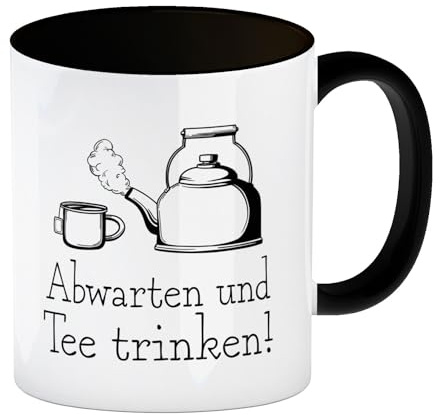 speecheese Abwarten und Tee trinken Kaffeebecher Schwarz