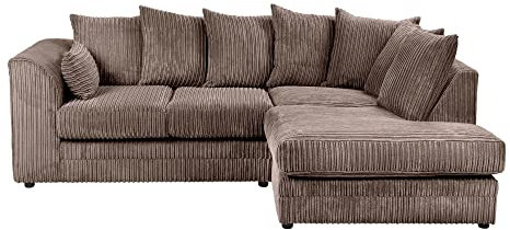 Luxury Life Dylan Jumbo Cord Fabric Sofa Set (Chocolate, Right Hand Corner)