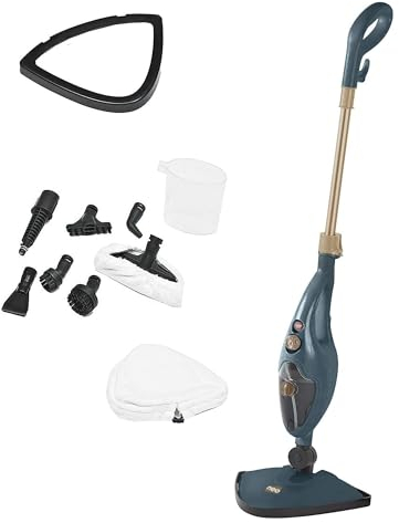 Neo® - Lavapavimenti a vapore 10 in 1, 1500 W, per pavimenti, moquette, finestre, con 2 tamponi (grigio scuro e rame)