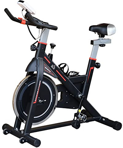 HOMCOM Bicicleta Estática Bici Estática con Volante de Inercia 8 kg Resistencia Ajustable Pantalla LCD Ejercicio Silencioso y Asiento Ajustable Carga 120 kg para Casa Gimnasio Negro