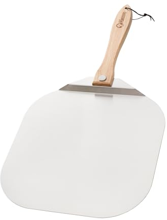 Chef Pomodoro Pala Pizza Horno 35,6 x 40,6 cm, Pala para Pizza de Aluminio con Mango Plegable de Madera para Fácil Almacenamiento, Accesorios Cocina Hogar Gourmet