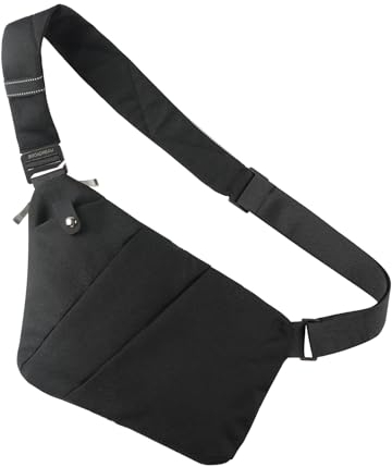 BROADREAM Persönliche flexible Tasche für Damen und Herren, Diebstahlschutz, schmale Umhängetasche, Brustrucksack für Sport, Reisen, Freizeit, Wandern