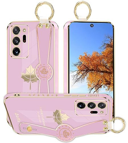 Kainevy Funda para Samsung Note 20 Ultra 5G con cordón de silicona suave Slim antigolpes funda Samsung Note 20 Ultra 5G funda con anillo resistente esthetic protección case para mujer hombre (violeta)
