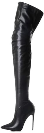 ticticlily Sexy Sopra Gli Stivali da Ginocchio Donne Tacchi Alti Scarpe da Donna Coscia Stivali Alti in Pelle Primavera Scarpe Lunghe Stivali Donna Alti Sopra il Ginocchio A Nero 41 EU
