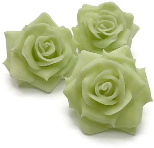 Fangblatt - Wachsrose Mint Grün - künstliche Rose aus Wachs - für Gestecke, Tischdekoration, Grabschmuck - Durchmesser ca. 10 cm (12)