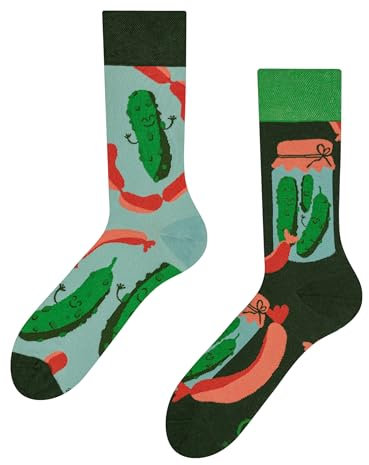 Dedoles Calcetines Unisex Hombre Mujer y Niños Algodón muchos diseños divertidos diferente izquierda derecha, color: Verde, diseño: Pepinillos, tamaño: 35-38