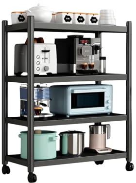 MAGIC SELECT Estantería para Almacenaje,Estante con Ruedas, Estantería de Pie,Repisa Metálica Multiusos, Mueble para Cocina, Baño, Habitación, Garaje, Salón con 4 Baldas de Almacenamiento.