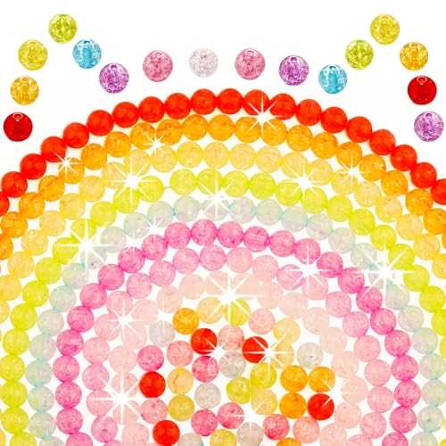 MiuCo 1000 Stück Perlen zum Auffädeln, 8mm Bunte Perlen set für Armbänder, Multicolor Bastelperlen für Frau schmuck selber machen set, Glasperlen für Halsketten, Kleidung, Tasche