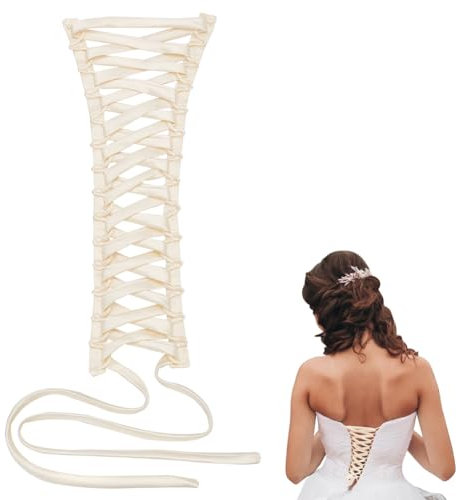 NBEADS Corset Back Kit, Women's Wedding Dress Zipper Replacement, Adjustable Fit Satin Corset Back Kit for Formal Prom Dress, Moccasin
