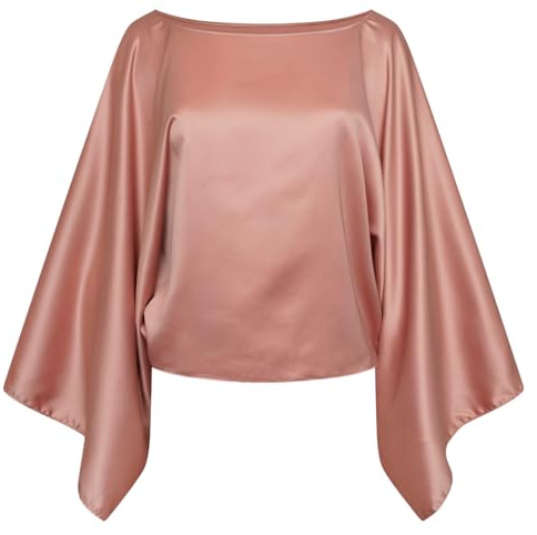 SXME MIGHT SAY Elegant Batwing Sleeve Crop Top Cape in Stretch Satin