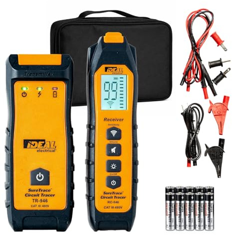 Ideal Electrical SureTrace Digital Circuit Tracer (61-946), Circuit Breaker Finder, 0-480 Volts AC/DC with Backlit Display, Find Breakers, Fuses, Wires, Dead Shorts, and Splice Errors