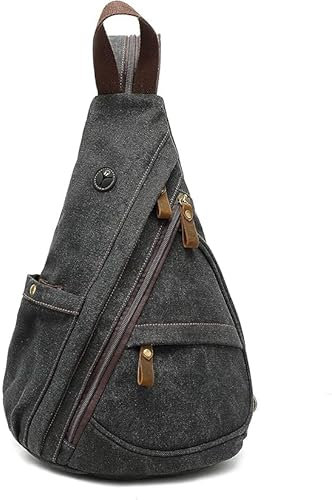 Schulterrucksack Umhängetasche Crossbag, kleiner Umhänge Sling Rucksack für Männer und Frauen, lässiger Tagesrucksack für die Schulter, geeignet zum Wandern und Reisen mit dem Fahrrad, Schwarz
